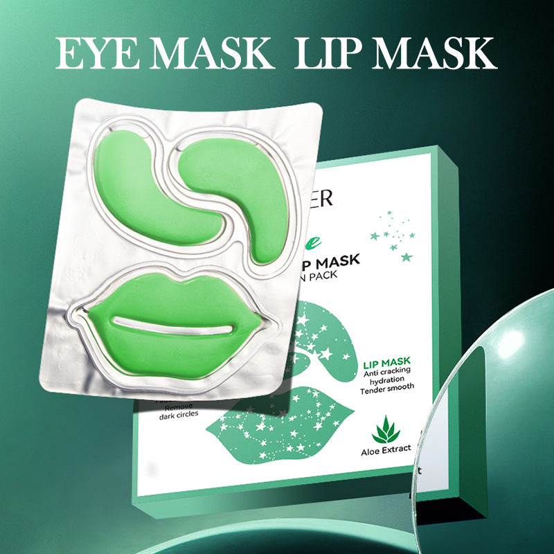Aloe Vera Eye Mask - Lip Mask Combination Kit, Moisturize The Eyes and Care for The Lips