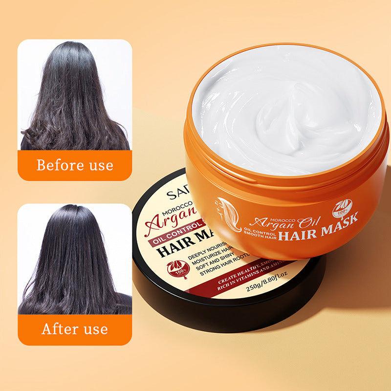 Argan Oil Hair Mask, Soft and Nourishing Pour Film Smooth and Fluffy Hair Mask