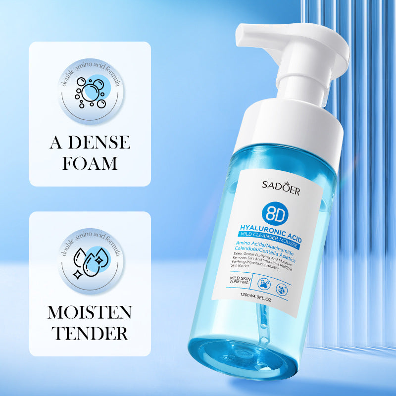 8D Hyaluronic Acid Gentle Cleansing Mousse, Cleansing Facial Cleanser
