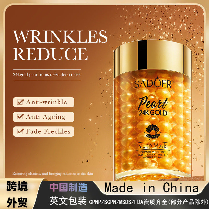 24K Gold Pearl Collagen Whitening Moisturizing Sleeping Mask, Hydrating Mask