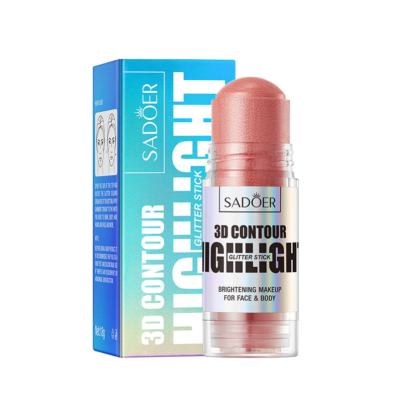 3D contour bright color highlight stick, beauty repair makeup highlight stick