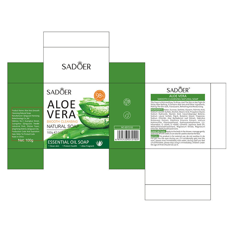 Aloe Smooth Cleansing Natural Soap Handmade Cleansing Soap Cleansing Pore Essential Oil Soap Soap