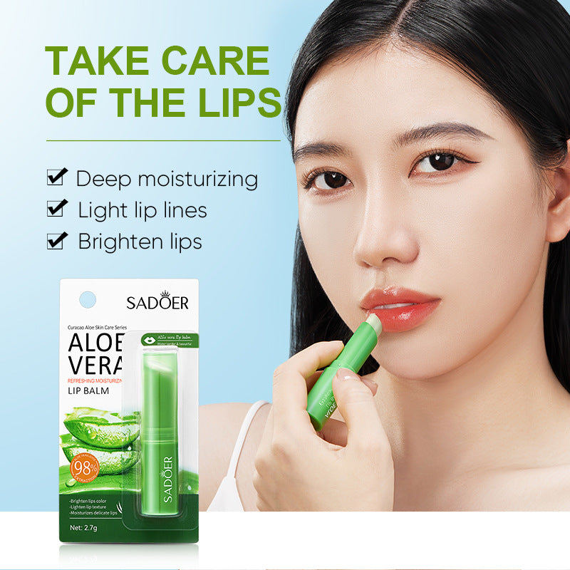 Aloe vera lip balm, lip protection, anti-cracking, hydrating and moisturizing lipstick base, lipstick.