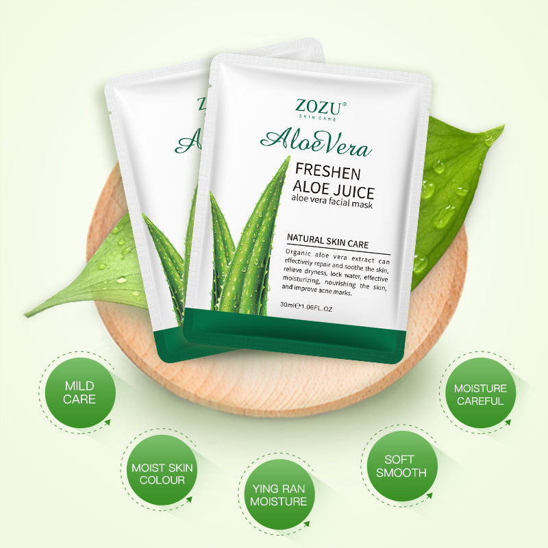 All English ZOZU Aloe Facial mask Hydrating Moisturizing Moisturizing Facial Mask