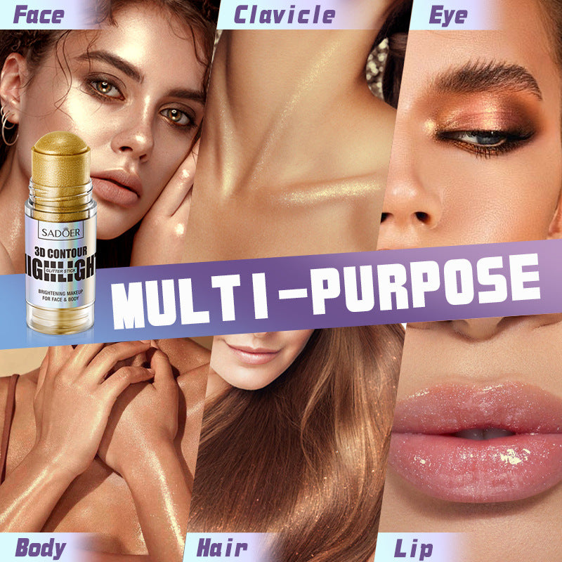 3D contour bright color highlight stick, beauty repair makeup highlight stick