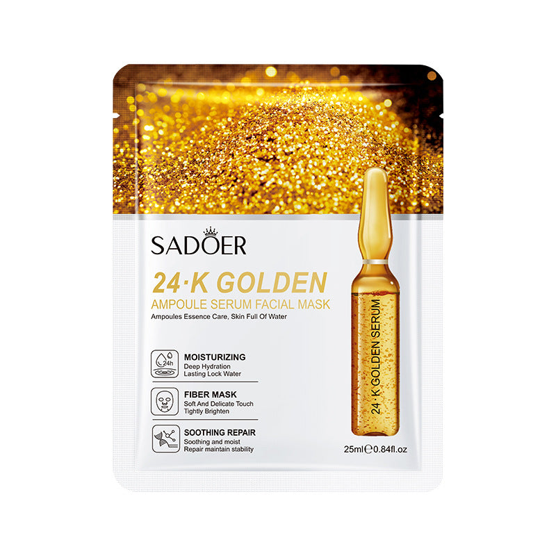 24K Gold Ampoule Essence Mask, Moisturizing and Moisturizing Skin Rejuvenation Mask