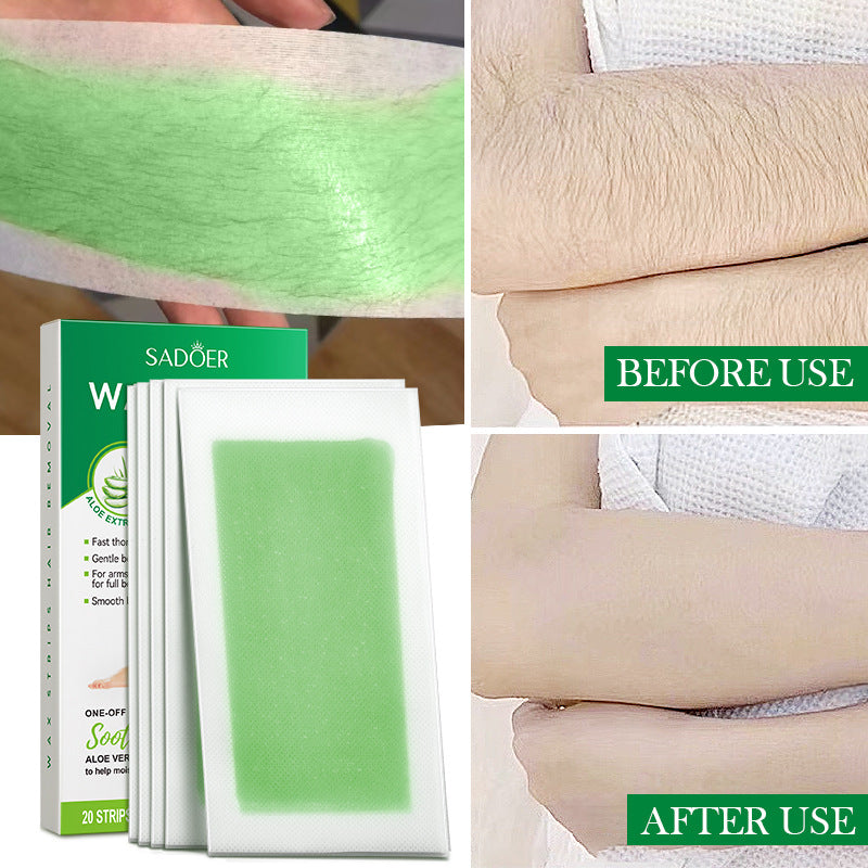 Aloe Vera Gentle Soothing Double Sided Hair Removal Wax Paper to Remove Underarm Hair Leg Hair Removal Cream