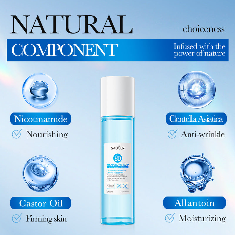 8D Hyaluronic Acid Anti-Wrinkle Moisturizing Toner, Firming Moisturizing Water
