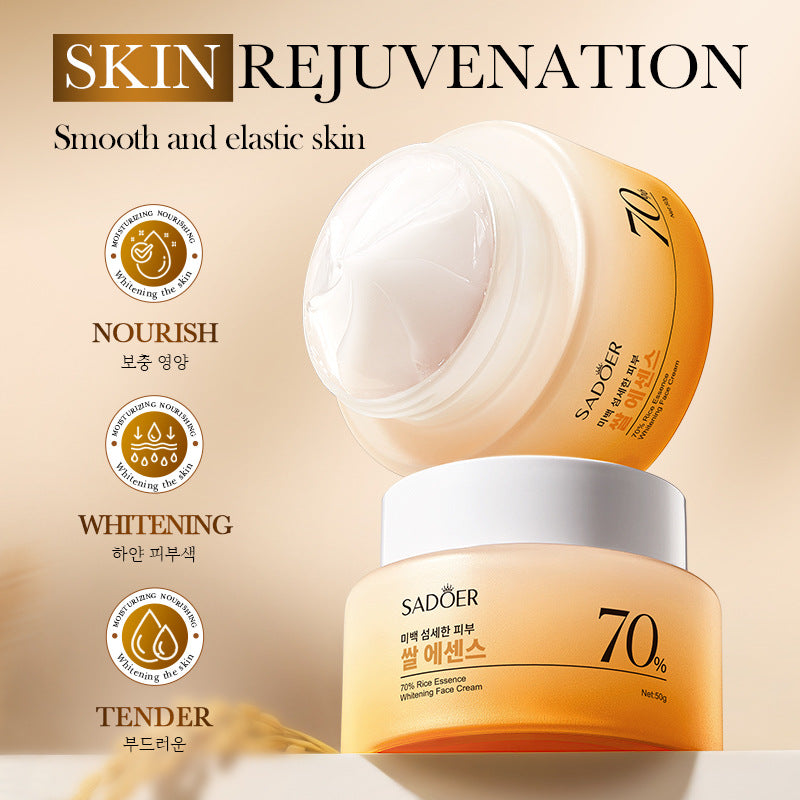 70% Rice Essence Skin Care Set, Hydrating, Moisturizing Cream, Water Milk Essence
