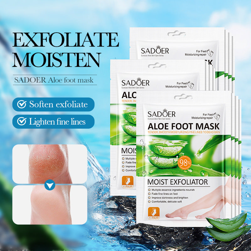 Aloe Vera Moisturizing and Exfoliating Foot Mask, Skin Rejuvenation Foot Care Foot Mask