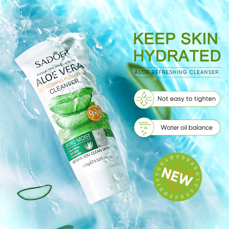 Aloe Vera Refreshing Cleanser, Moisturizing and Moisturizing Toner, Lotion, Serum
