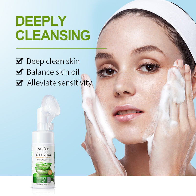 Aloe Vera Refreshing Cleansing Mousse, Deep Cleansing Dirt Not Tight Facial Cleanser