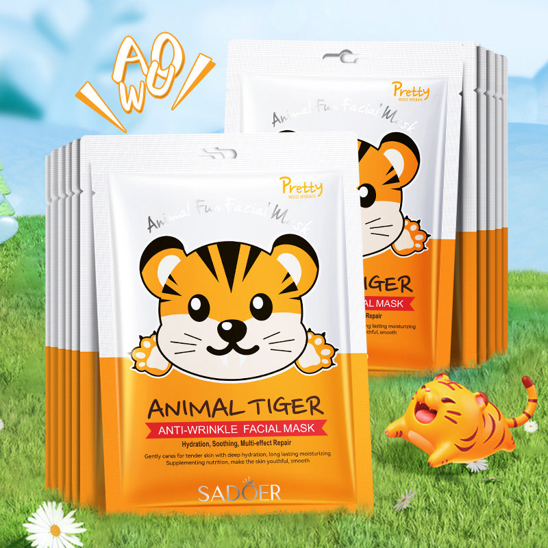 Animal Tiger Pattern Anti-wrinkle Mask, Hydrating and Moisturizing Mask