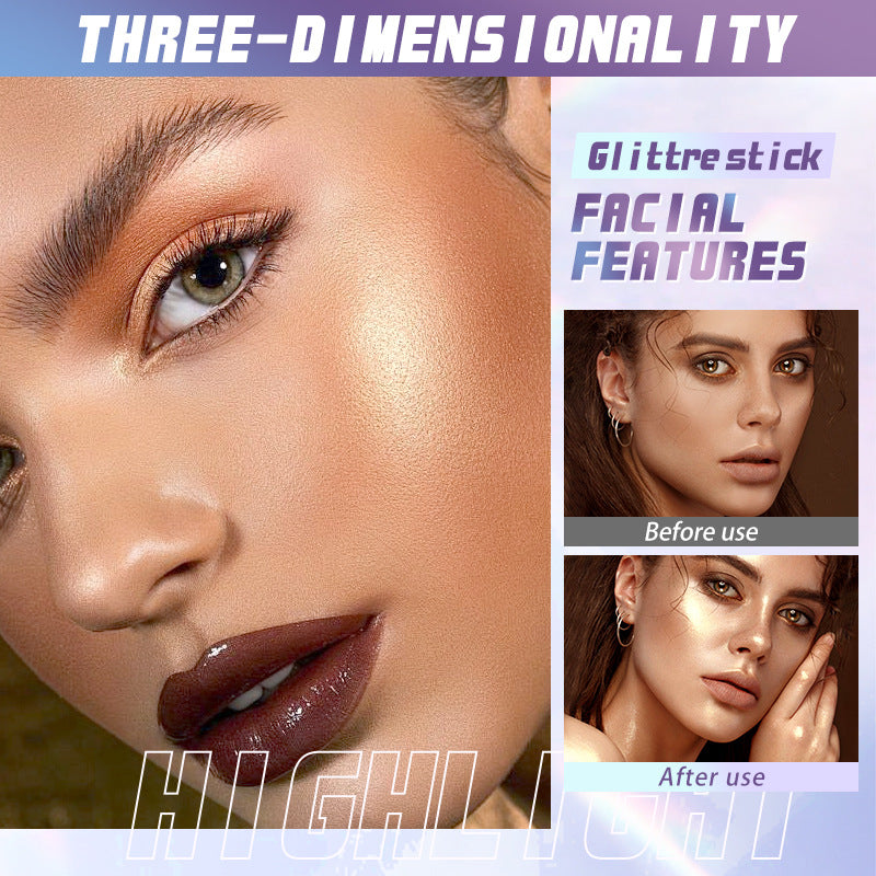 3D contour bright color highlight stick, beauty repair makeup highlight stick