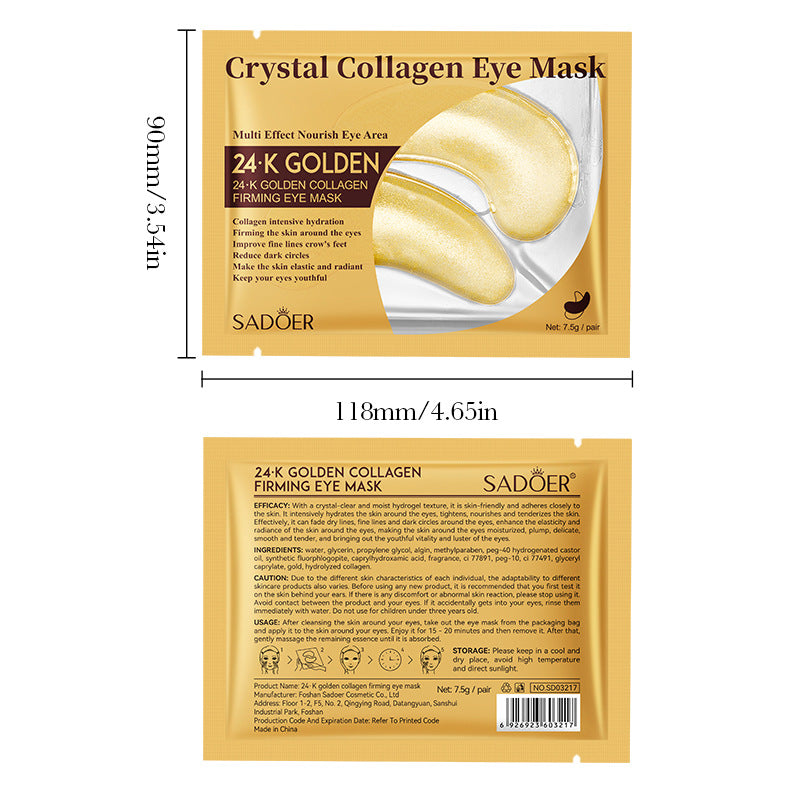 24K gold collagen firming eye mask, hydrating and moisturizing eye mask