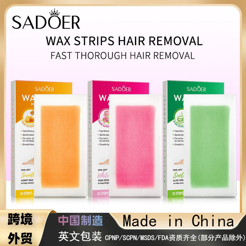 Aloe Vera Gentle Soothing Double Sided Hair Removal Wax Paper to Remove Underarm Hair Leg Hair Removal Cream
