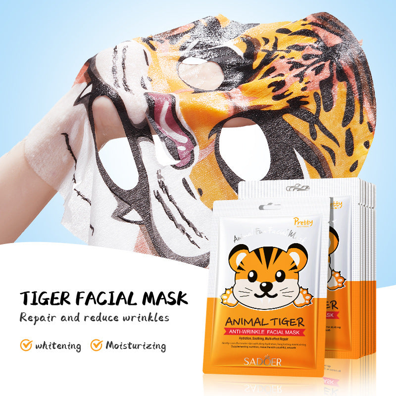 Animal Tiger Pattern Anti-wrinkle Mask, Hydrating and Moisturizing Mask