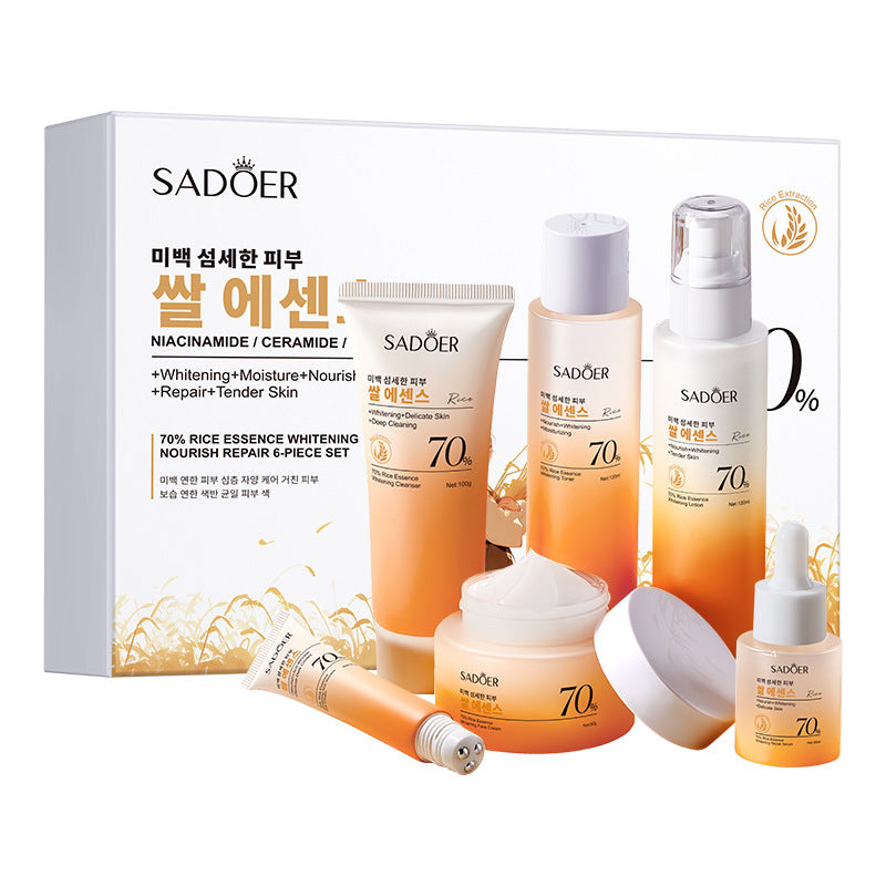70% Rice Essence Whitening Nourishing Repair 6-piece set, skin care products