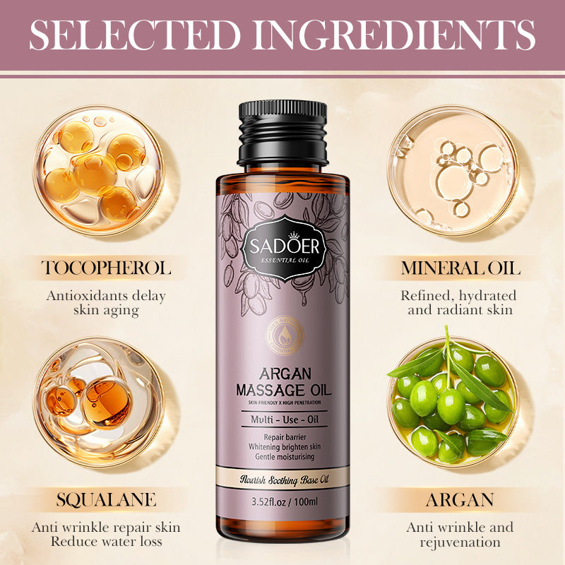 Argan Oil Basic Massage Oil Moisturizes Skin Soft Body Essential Oil