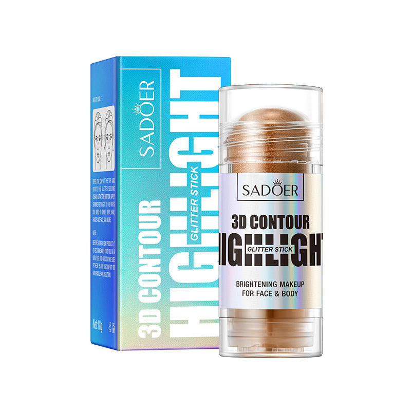 3D contour bright color highlight stick, beauty repair makeup highlight stick