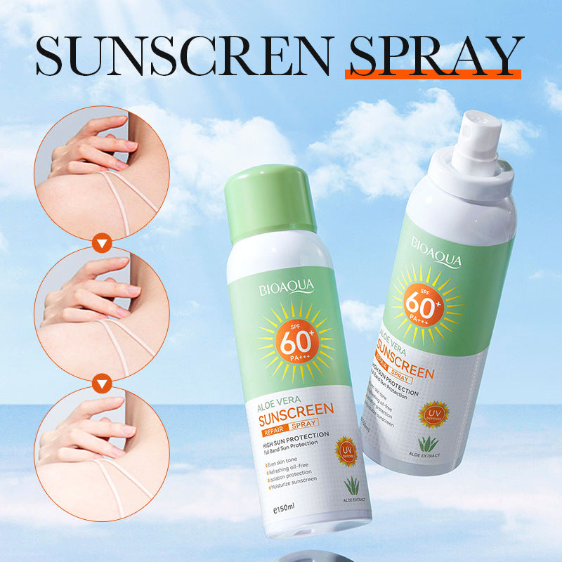 Aloe Vera Sunscreen Repair Spray, Sunscreen Isolation Refreshing 3-in-1 Sunscreen