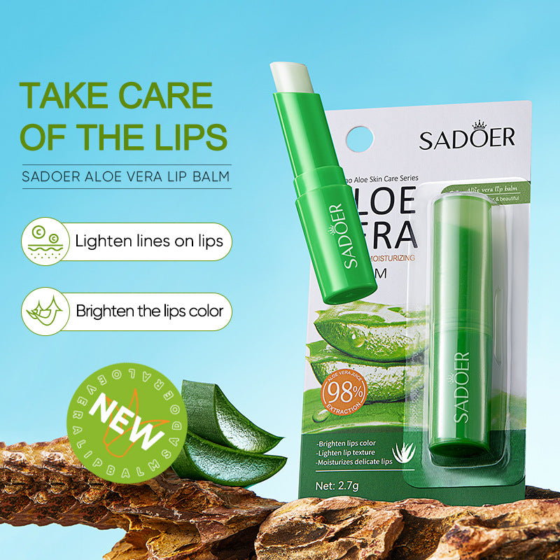 Aloe vera lip balm, lip protection, anti-cracking, hydrating and moisturizing lipstick base, lipstick.